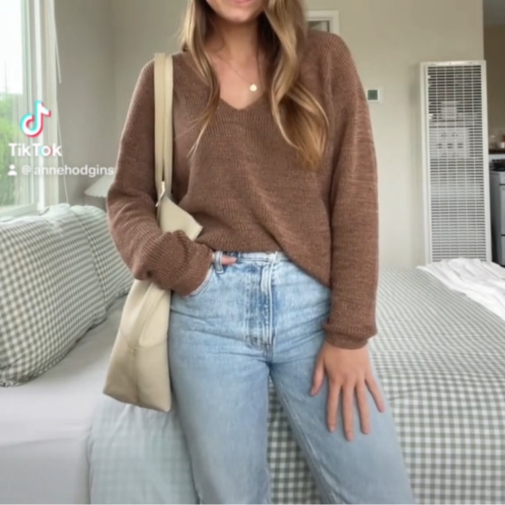 Gentle Fawn Brown V Neck Sweater